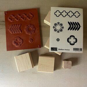 NEW Stampin' Up Madison Avenue 5 rubber stamps flowers stems symbols boho